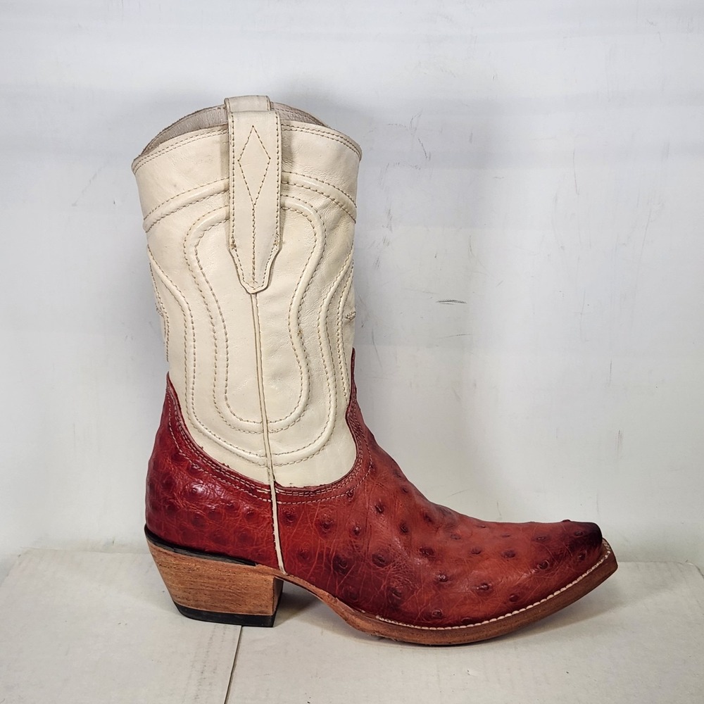 Freebird Warrick Boots Women Size 7 Red Ostrich Multi Leather Western Zip
